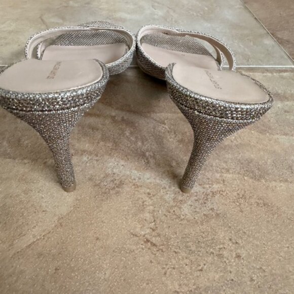 Stuart Weitzman Soiree Sleek 75 Glitter Sandals Sz 7 - Picture 4 of 7